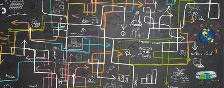 chalkboard with complex lines