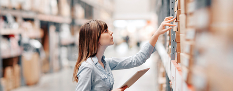 woman checking inventory