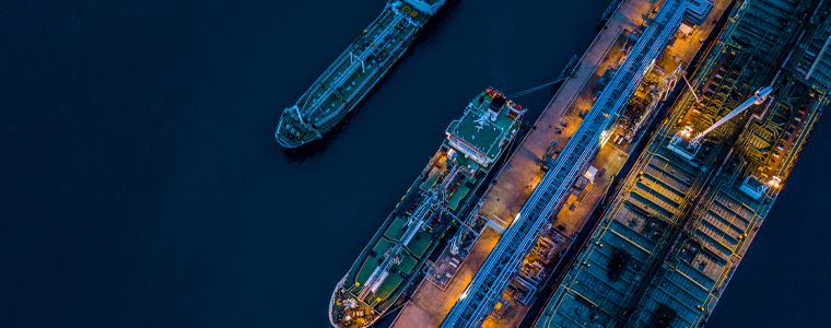 port overhead at night