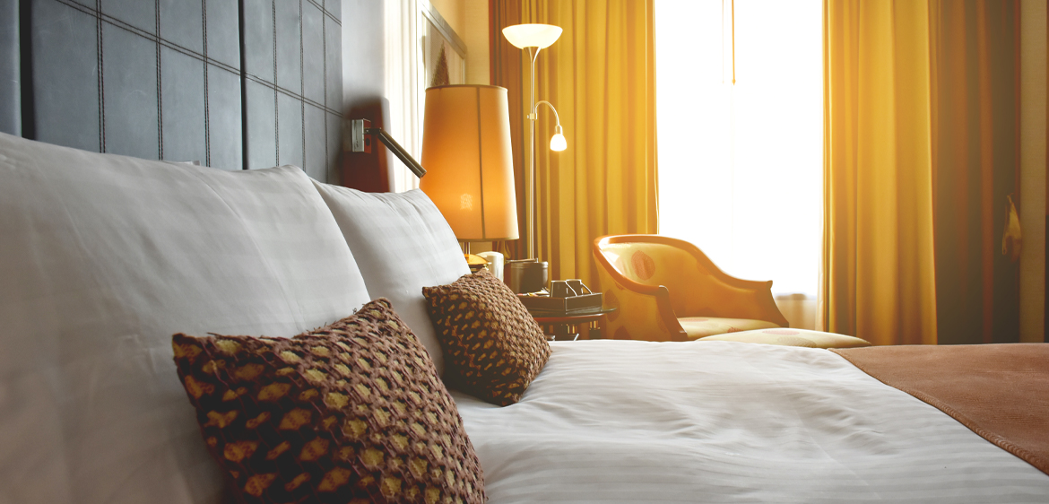 sunny hotel room interior