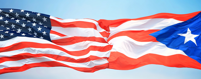 united states and puerto rico flags