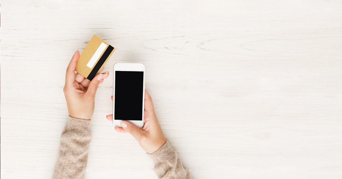 woman buying on phone