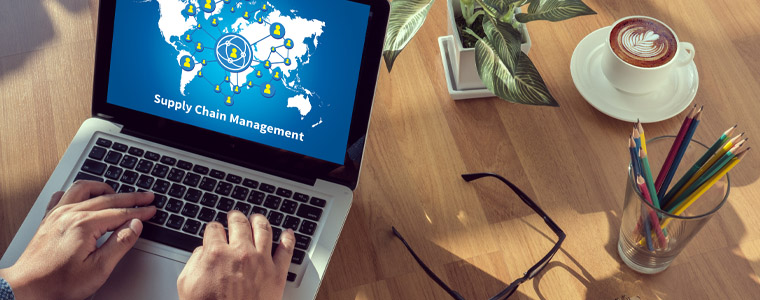 man on laptop supply chain