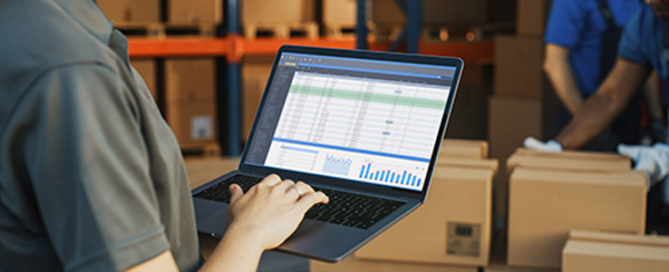 Background Warehouse Retail Center with Cardboard boxes