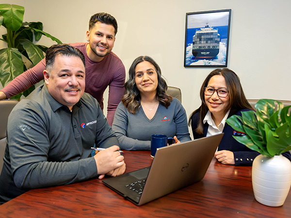 logistics team working in a conference room